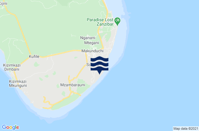 Mappa delle Getijden in Sokoni, Tanzania