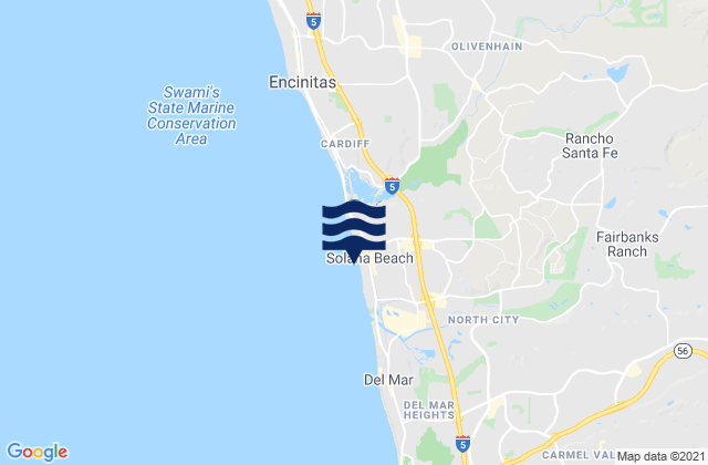Mappa delle Getijden in Solana Beach, United States