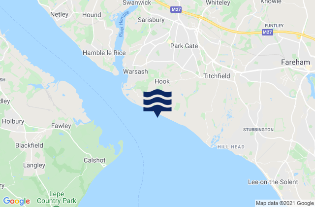 Mappa delle Getijden in Solent Breezes Beach, United Kingdom