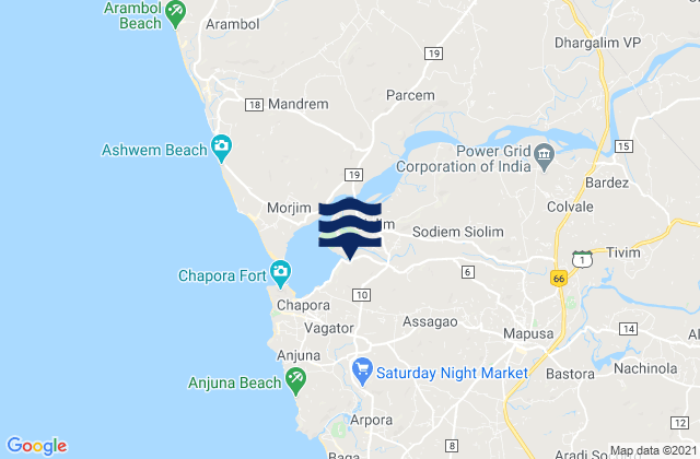 Mappa delle Getijden in Solim, India