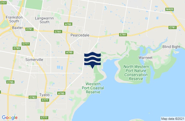 Mappa delle Getijden in Somerville, Australia