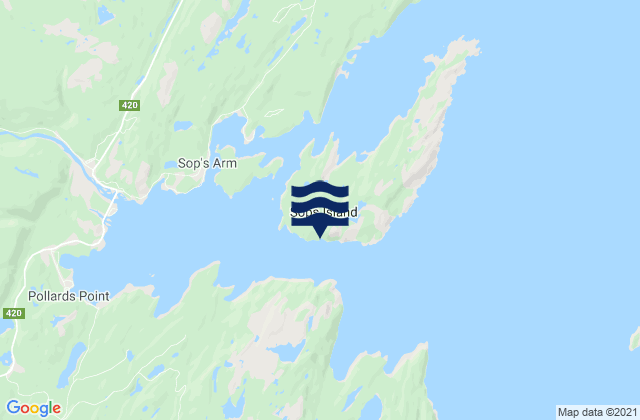 Mappa delle Getijden in Sop's Island, Canada