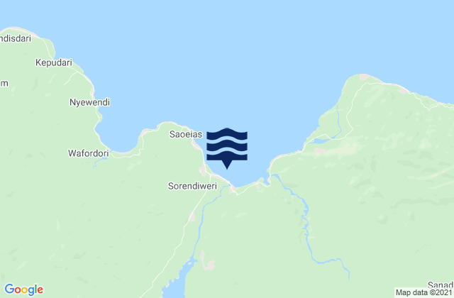 Mappa delle Getijden in Sorendiweri, Indonesia