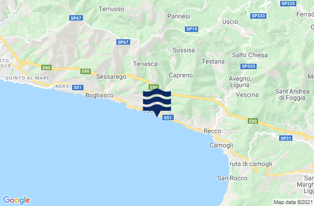 Mappa delle Getijden in Sori, Italy