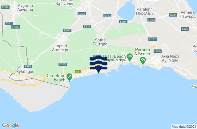 Mappa delle Getijden in Sotíra, Cyprus