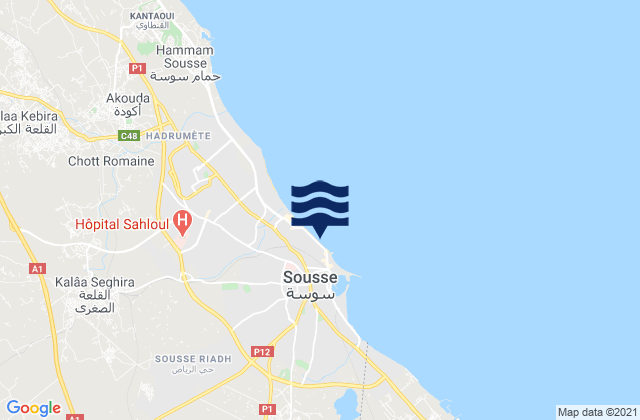 Mappa delle Getijden in Sousse Médina, Tunisia