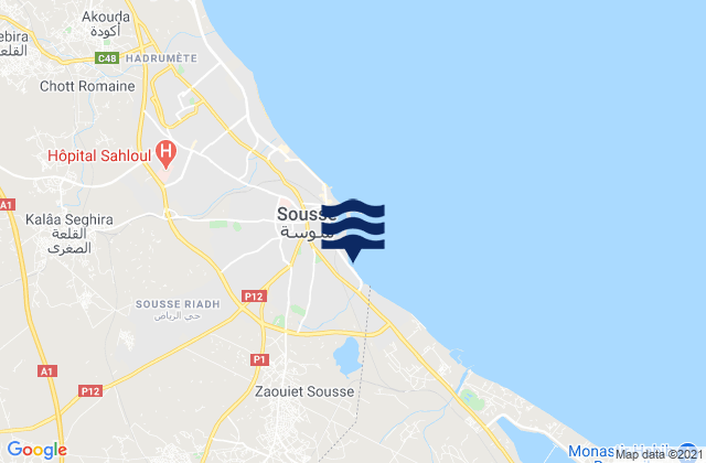 Mappa delle Getijden in Sousse Sidi Abdelhamid, Tunisia