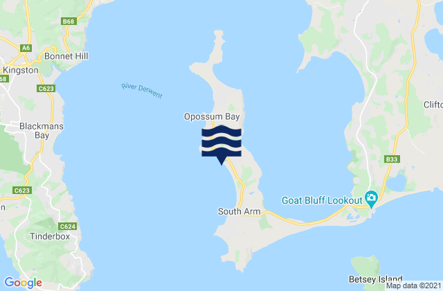 Mappa delle Getijden in South Arm Beach, Australia