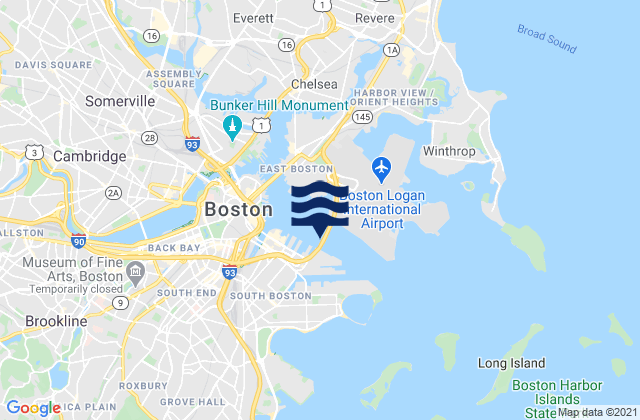 Mappa delle Getijden in South Boston Pier 4 0.2 n.mi. NNE of, United States