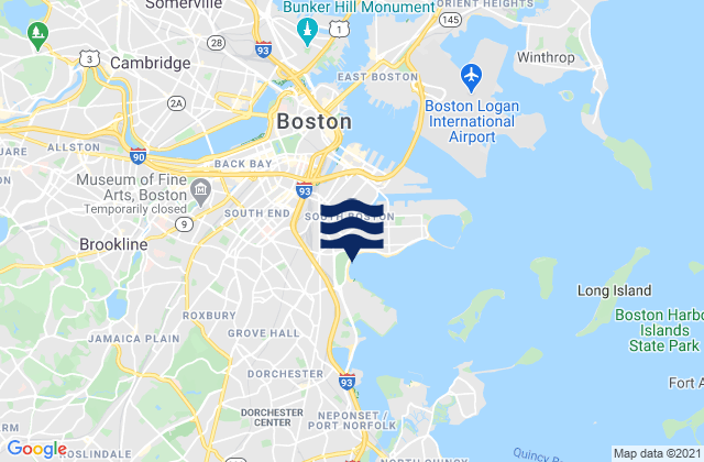 Mappa delle Getijden in South Boston, United States