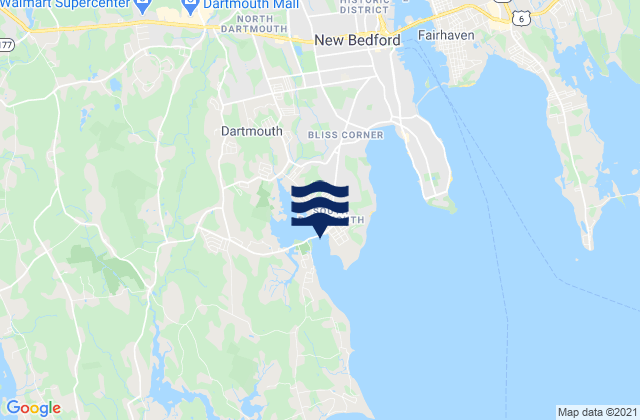 Mappa delle Getijden in South Dartmouth, United States