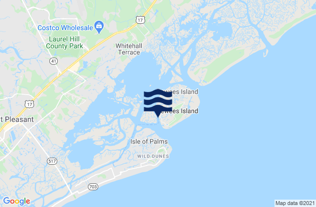 Mappa delle Getijden in South Dewees Island (Dewees Inlet), United States