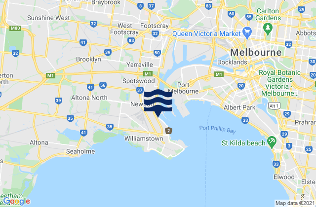 Mappa delle Getijden in South Kingsville, Australia