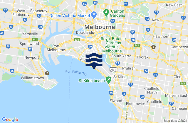 Mappa delle Getijden in South Melbourne, Australia