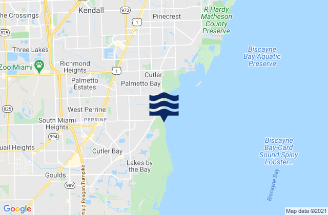 Mappa delle Getijden in South Miami Heights, United States