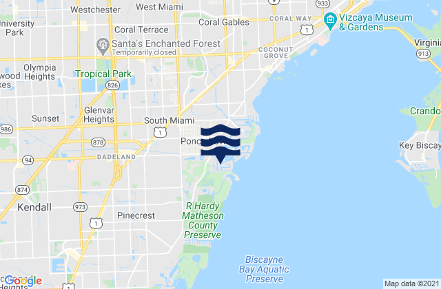 Mappa delle Getijden in South Miami, United States