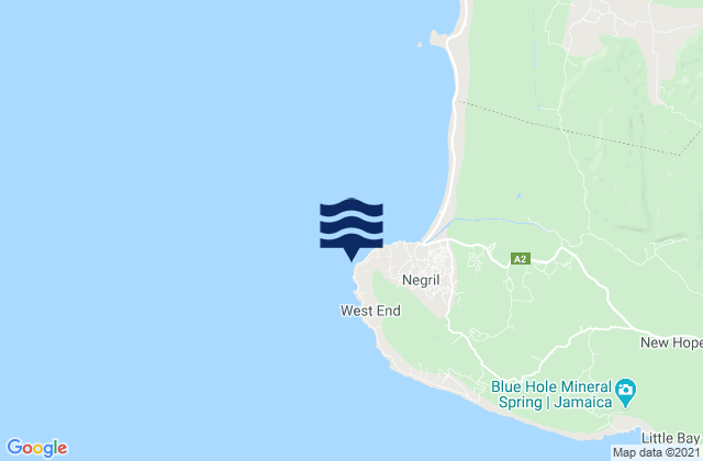 Mappa delle Getijden in South Negril Point, Jamaica