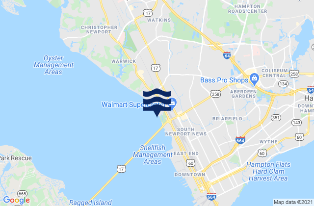 Mappa delle Getijden in South Newport River, United States
