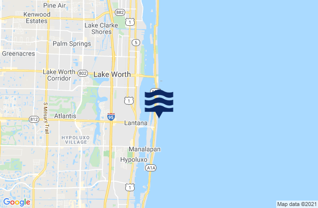 Mappa delle Getijden in South Palm Beach, United States