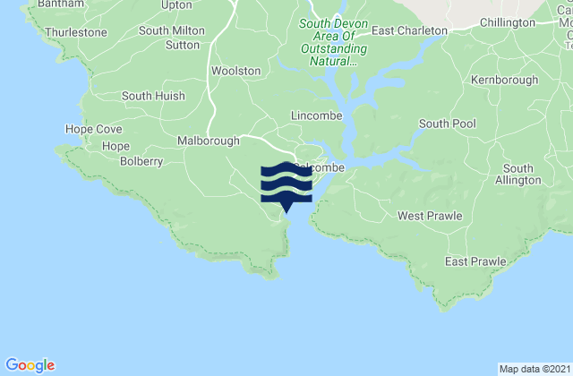 Mappa delle Getijden in South Sands Beach, United Kingdom