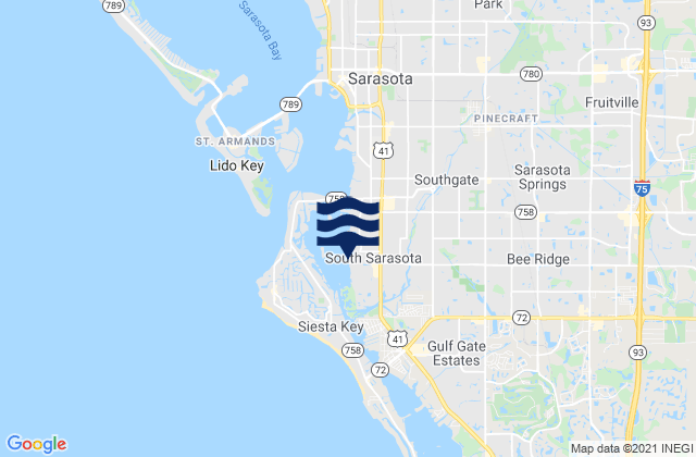 Mappa delle Getijden in South Sarasota, United States