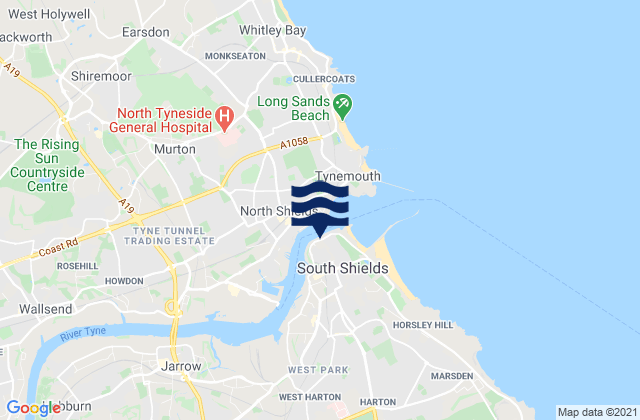 Mappa delle Getijden in South Shields, United Kingdom