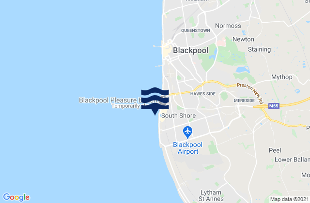 Mappa delle Getijden in South Shore Beach, United Kingdom