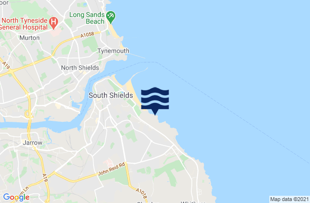 Mappa delle Getijden in South Tyneside, United Kingdom