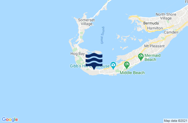 Mappa delle Getijden in Southampton Parish, Bermuda