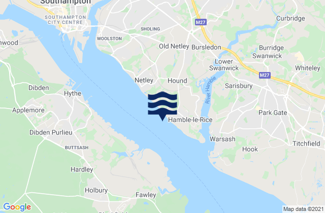 Mappa delle Getijden in Southampton Water, United Kingdom