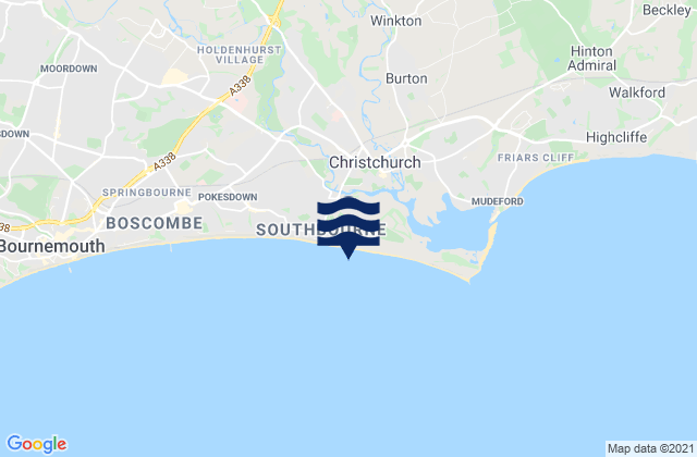 Mappa delle Getijden in Southbourne, United Kingdom