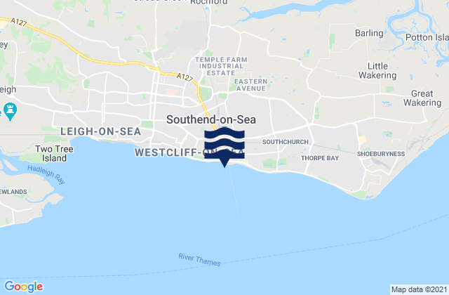 Mappa delle Getijden in Southend-on-Sea, United Kingdom