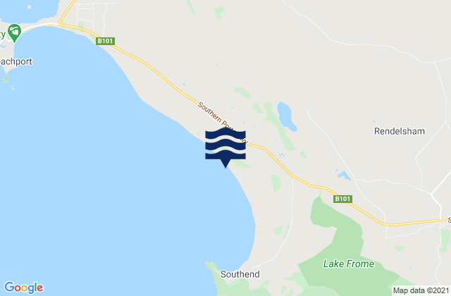 Mappa delle Getijden in Southend Beach, Australia