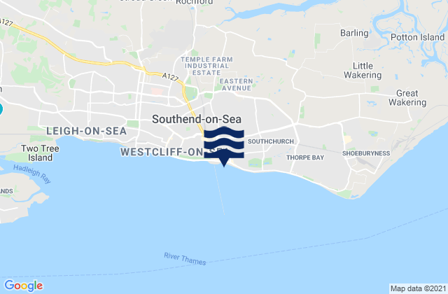 Mappa delle Getijden in Southend City Beach, United Kingdom