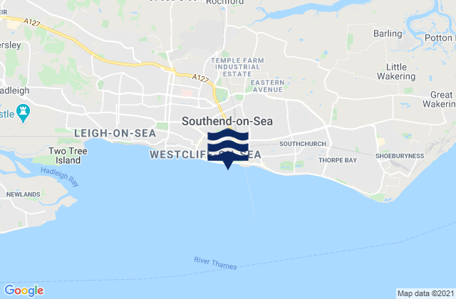 Mappa delle Getijden in Southend On Sea, United Kingdom