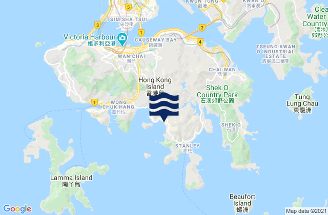 Mappa delle Getijden in Southern, Hong Kong