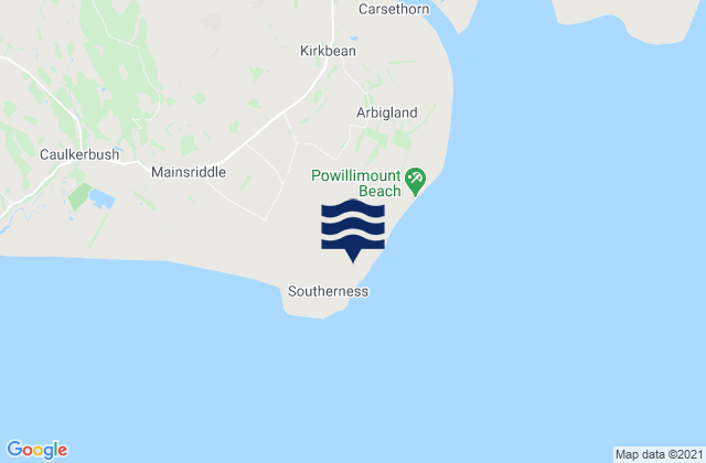Mappa delle Getijden in Southerness Beach, United Kingdom