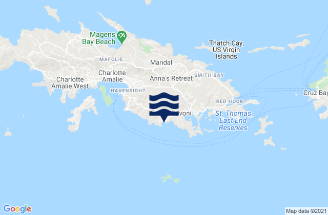 Mappa delle Getijden in Southside, U.S. Virgin Islands