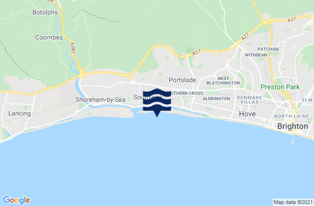 Mappa delle Getijden in Southwick Beach, United Kingdom