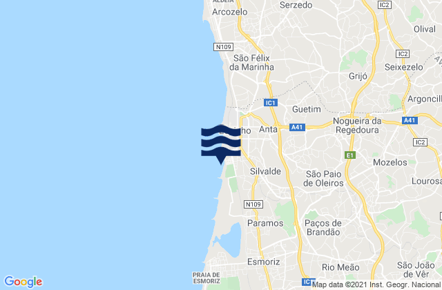 Mappa delle Getijden in Souto, Portugal