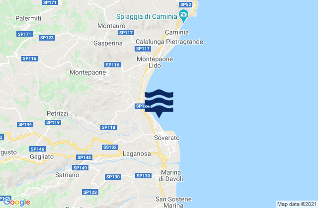 Mappa delle Getijden in Soverato Superiore, Italy