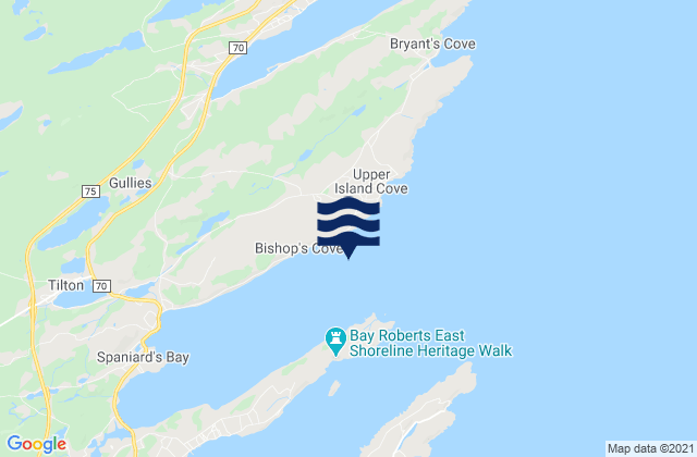 Mappa delle Getijden in Spaniard's Bay, Canada