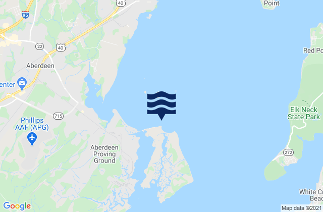 Mappa delle Getijden in Spesutie Island channel north of, United States