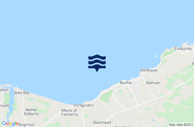 Mappa delle Getijden in Spey Bay, United Kingdom