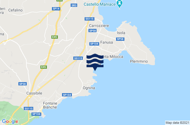 Mappa delle Getijden in Spiaggia Arenella, Italy