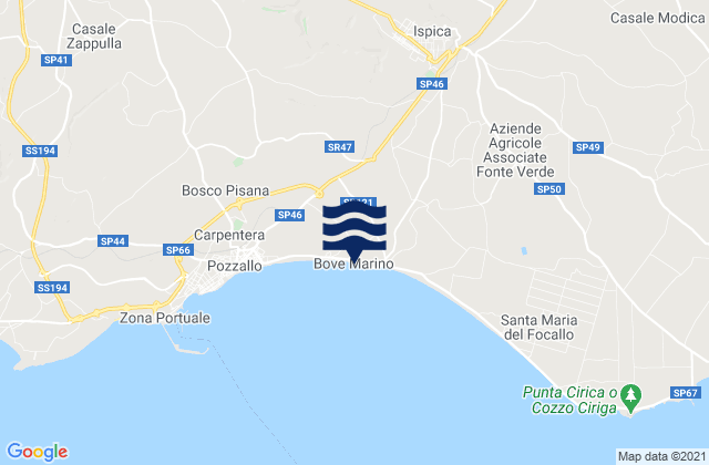 Mappa delle Getijden in Spiaggia Bove Marino, Italy