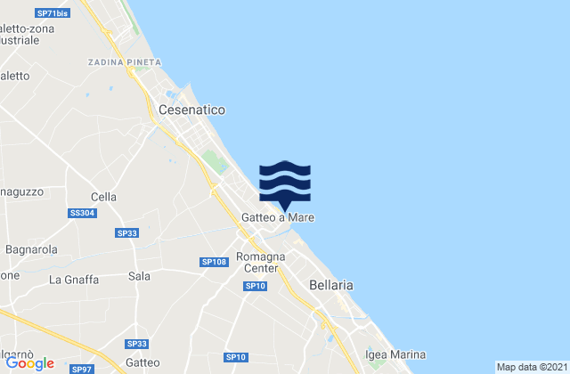 Mappa delle Getijden in Spiaggia Gatteo a Mare, Italy