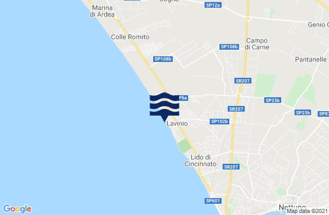Mappa delle Getijden in Spiaggia Lavinio, Italy