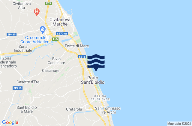 Mappa delle Getijden in Spiaggia Porto Sant'Elpidio, Italy