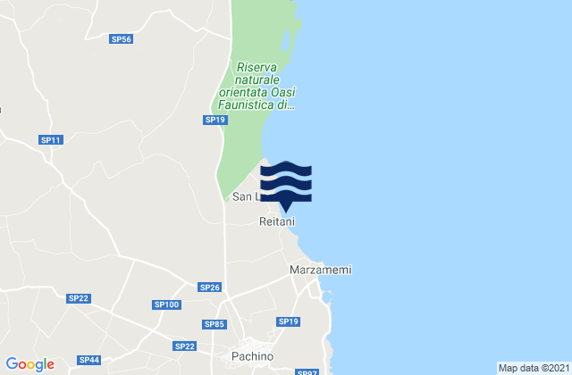 Mappa delle Getijden in Spiaggia Reitani, Italy